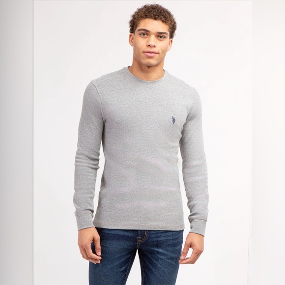U.S. Polo Assn. Crew Neck Thermal Men's Size XL Grey Heather Long Sleeve Vintage - Picture 6 of 9